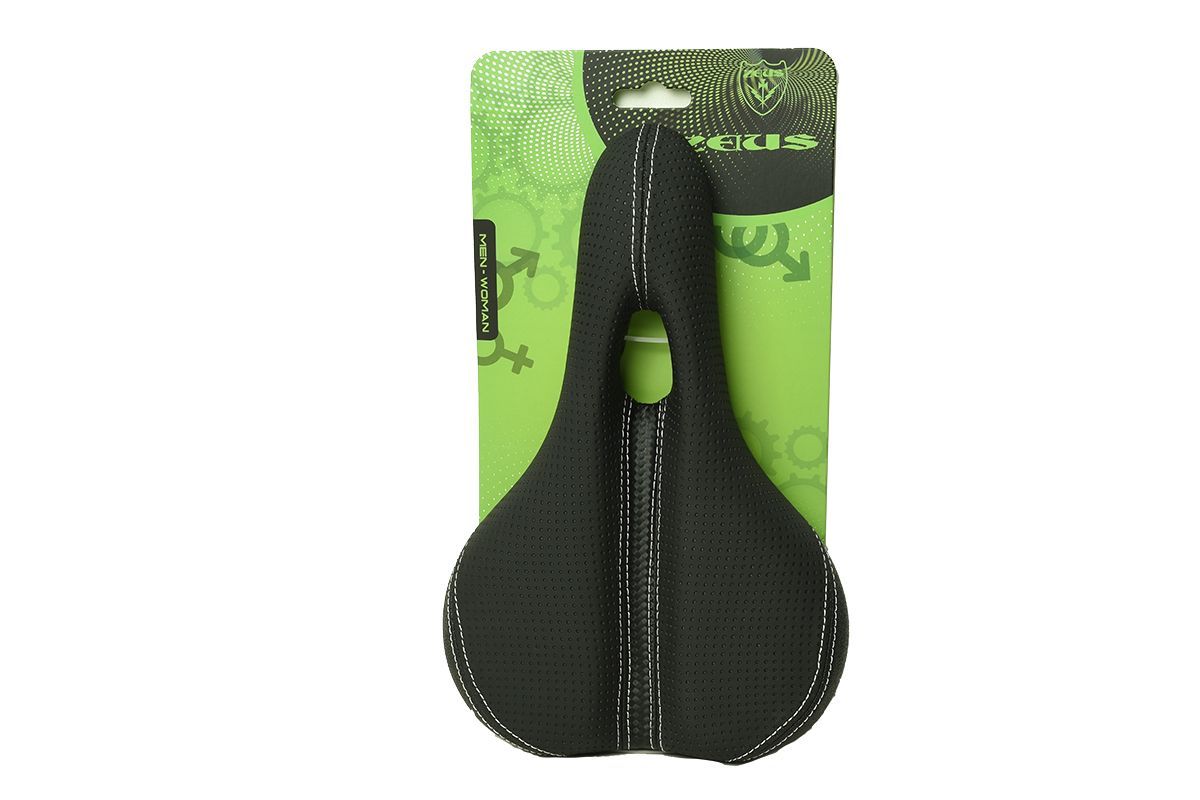 Седло ZEUS Z-4010 City Bike 265x165mm,рельсы сталь,пластиковый бампер,анатомическое,черное\серое,392гр